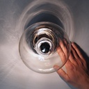 Wall/Ceiling light in clear glass and bakelite - Angled