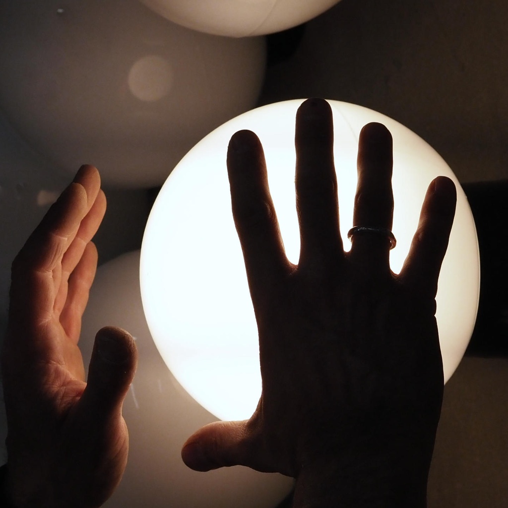 Wall/Ceiling light in opaline glass and bakelite - Angled