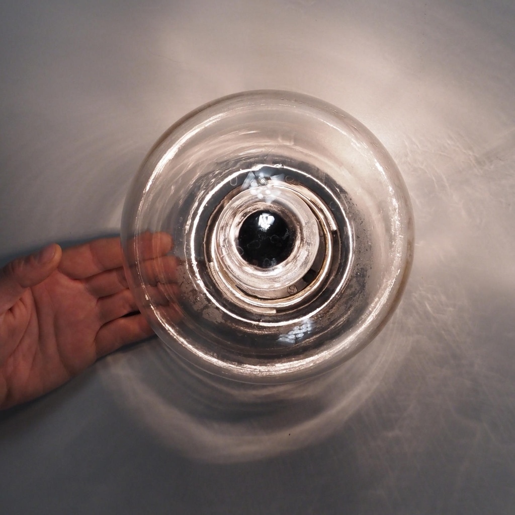 Wall/Ceiling light in clear glass and bakelite - Angled