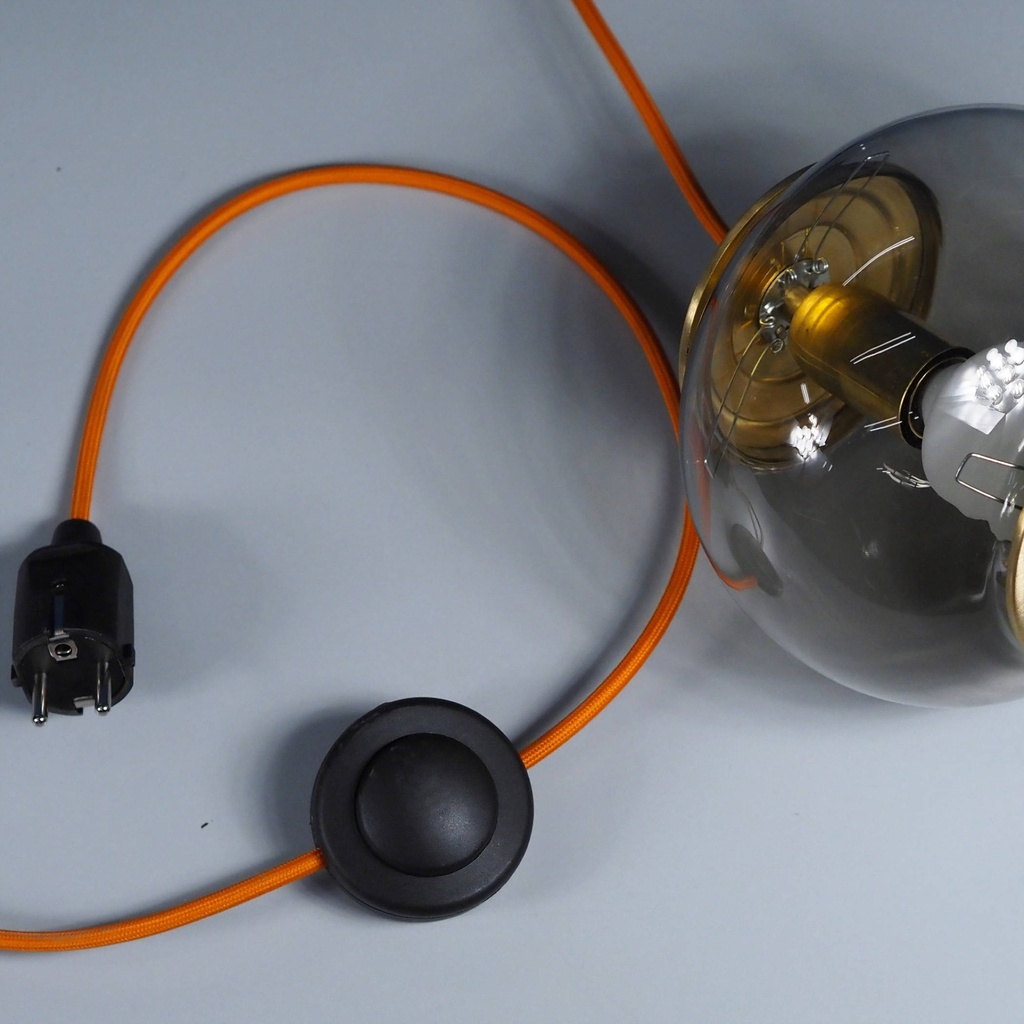 Hanging light 'Christelle' with orange cable and foot switch