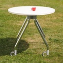 Office table on castors with oval laminated table top