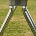 Office table on castors with oval laminated table top