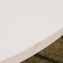 Office table on castors with oval laminated table top