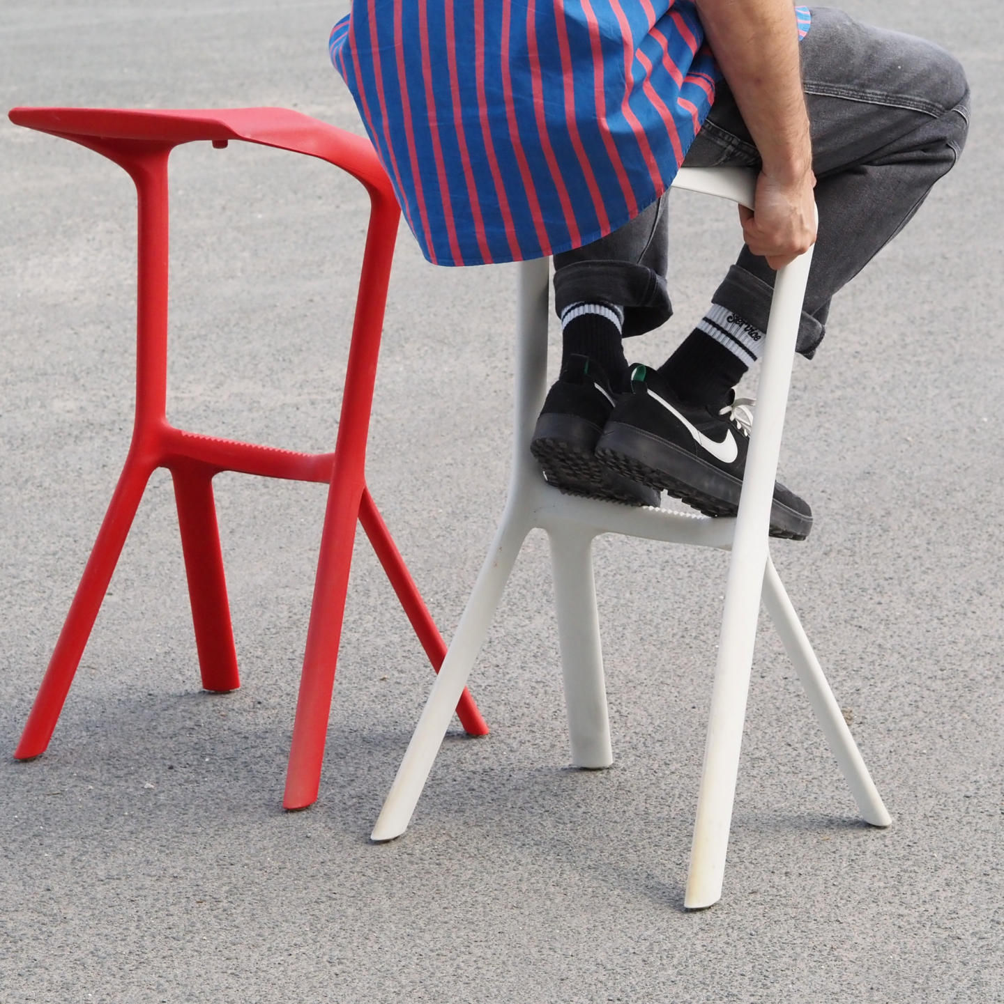 Bar stool 'Miura' by Konstantin Grcic for Plank (2005) - Red