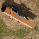 Ceiling module in varnished oak plywood by Christophe Gevers from the Générale de Banque (L. 197 cm)