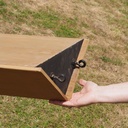 Ceiling module in varnished oak plywood by Christophe Gevers from the Générale de Banque (L. 197 cm)