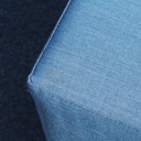 Square ottoman upholstered in grey or blue fabric
