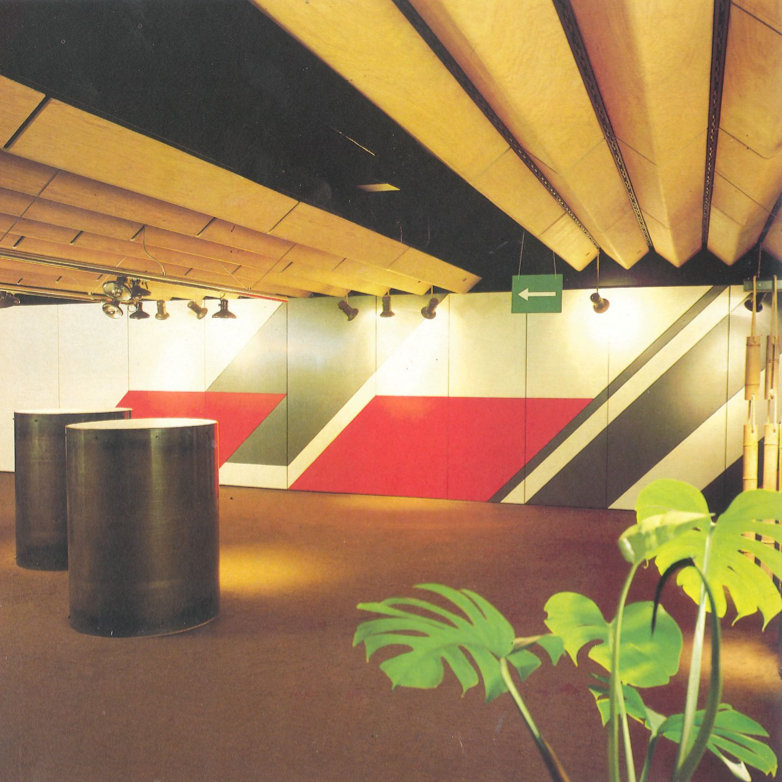 High table in steel with footrest by Christophe Gevers from the Générale de Banque