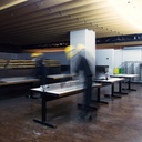 Cafeteria table by Christophe Gevers from the Générale de Banque (L. 120 or 180 cm)