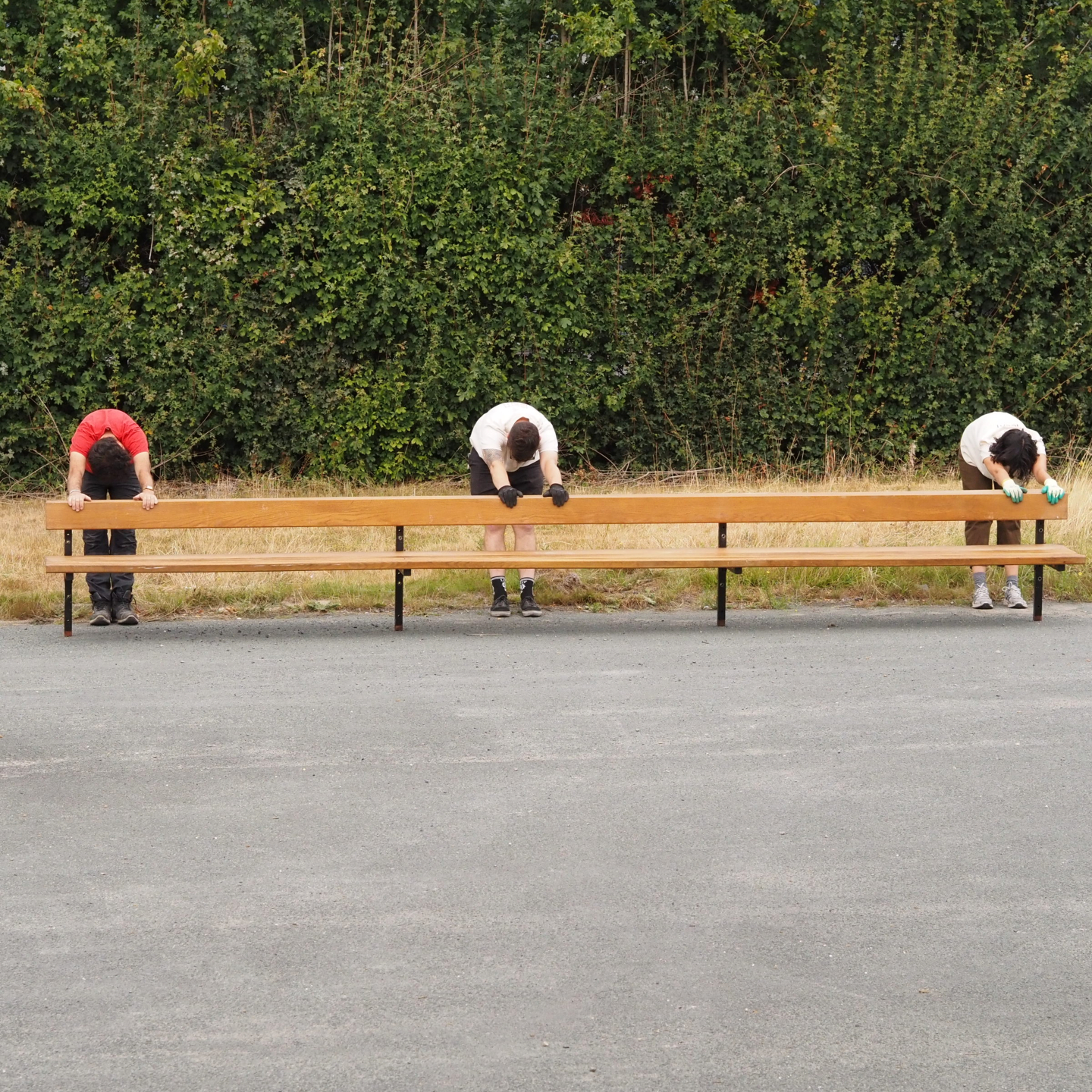 Bench in solid oak by Christophe Gevers from the Générale de Banque (various lengths)