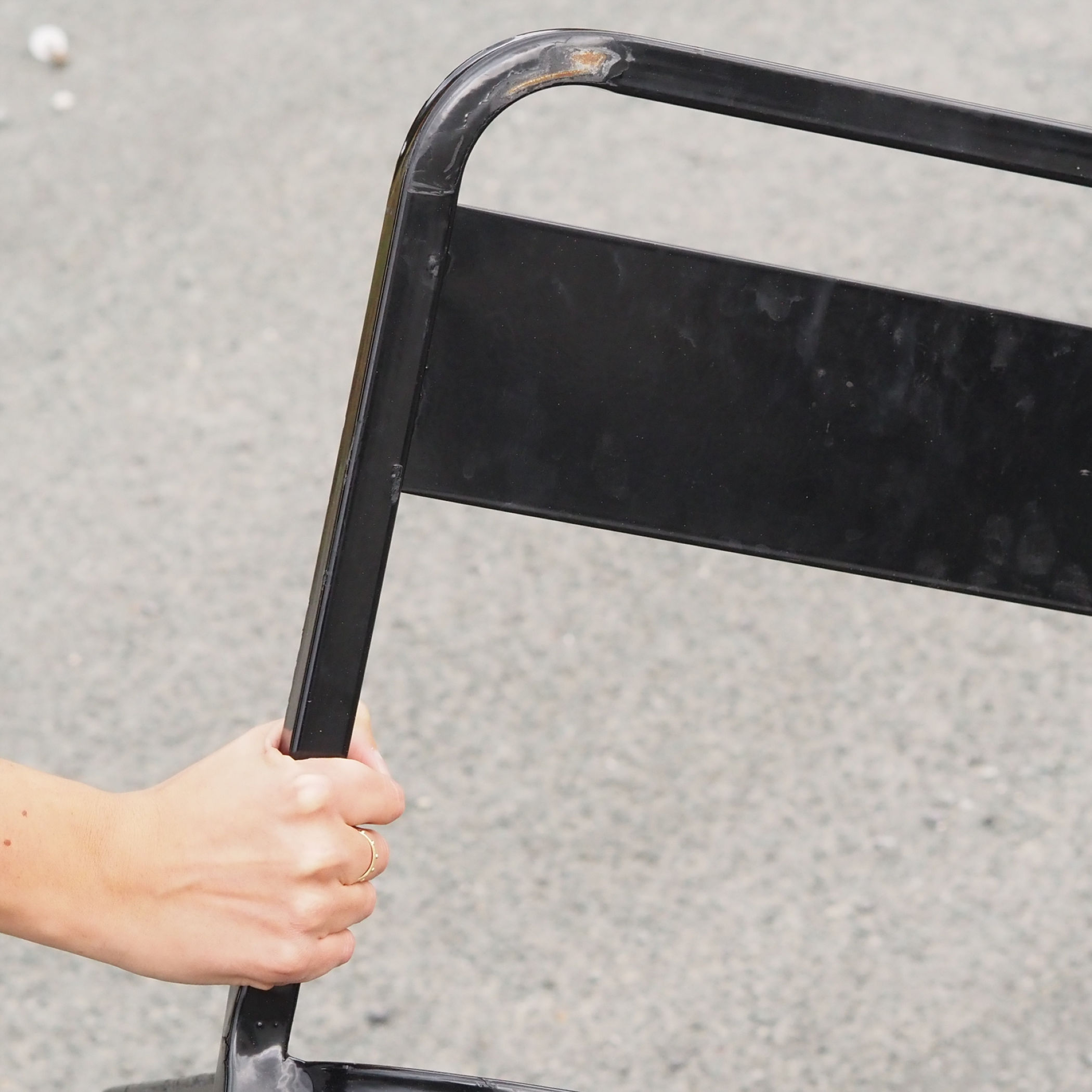 Stackable chair 'CH–07 A' in black square tubular steel by Ateliers J&amp;J