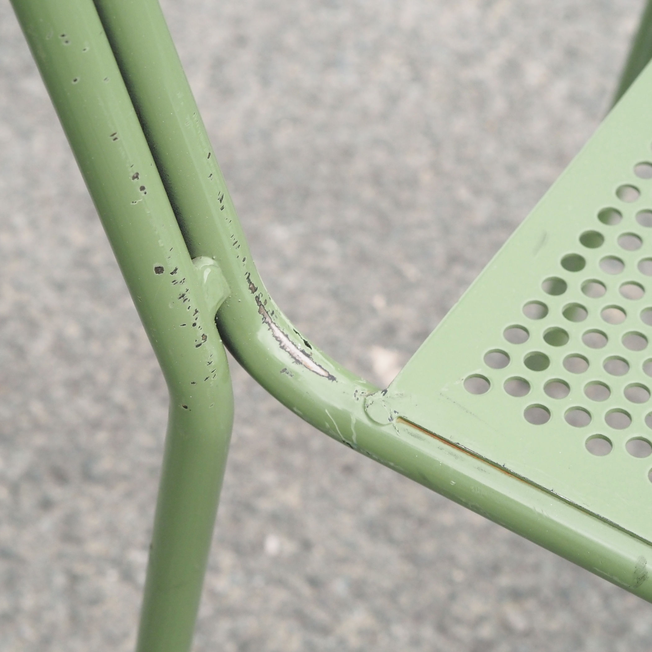 Stackable chair 'CH–05 D' in green tubular steel by Ateliers J&amp;J