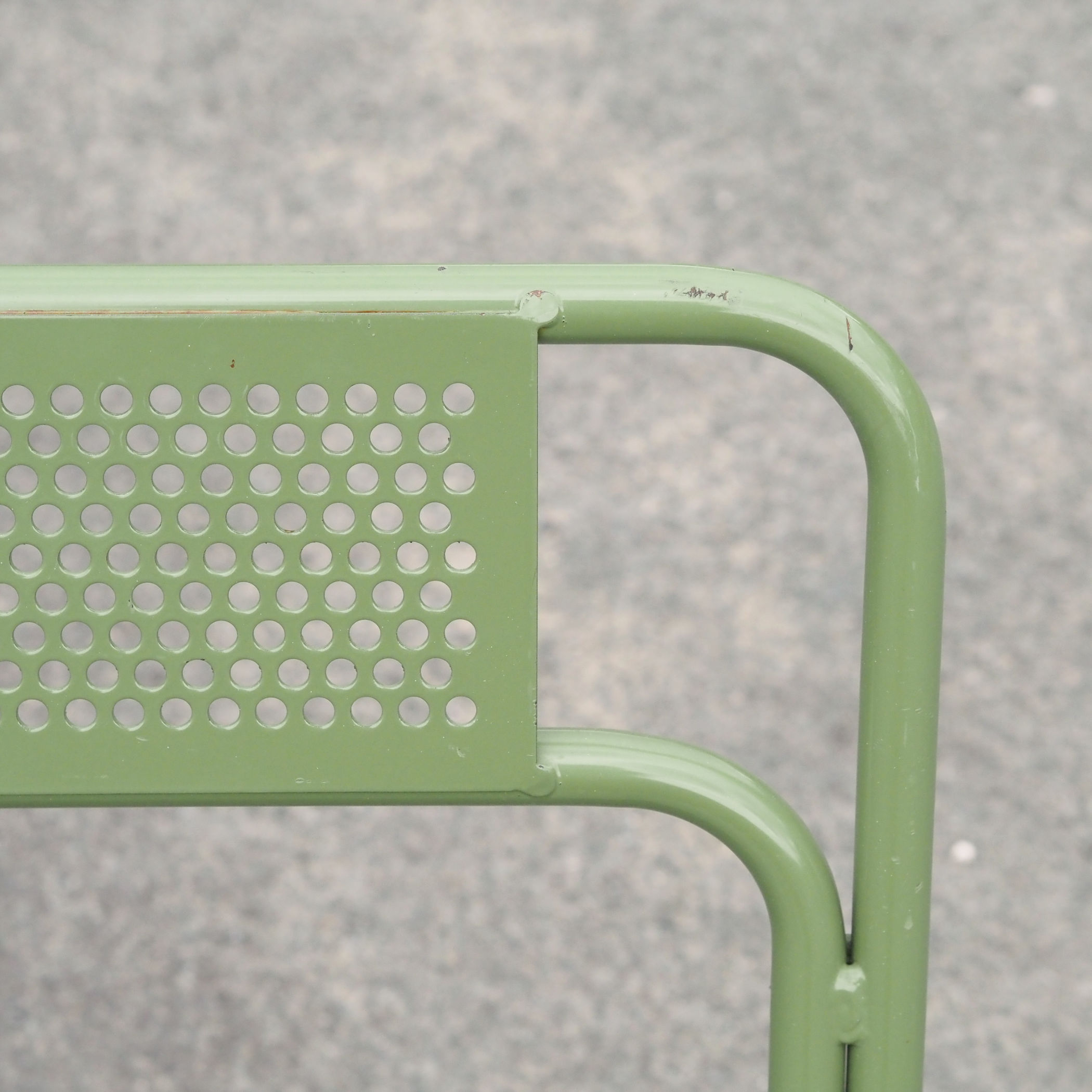 Stackable chair 'CH–05 D' in green tubular steel by Ateliers J&amp;J