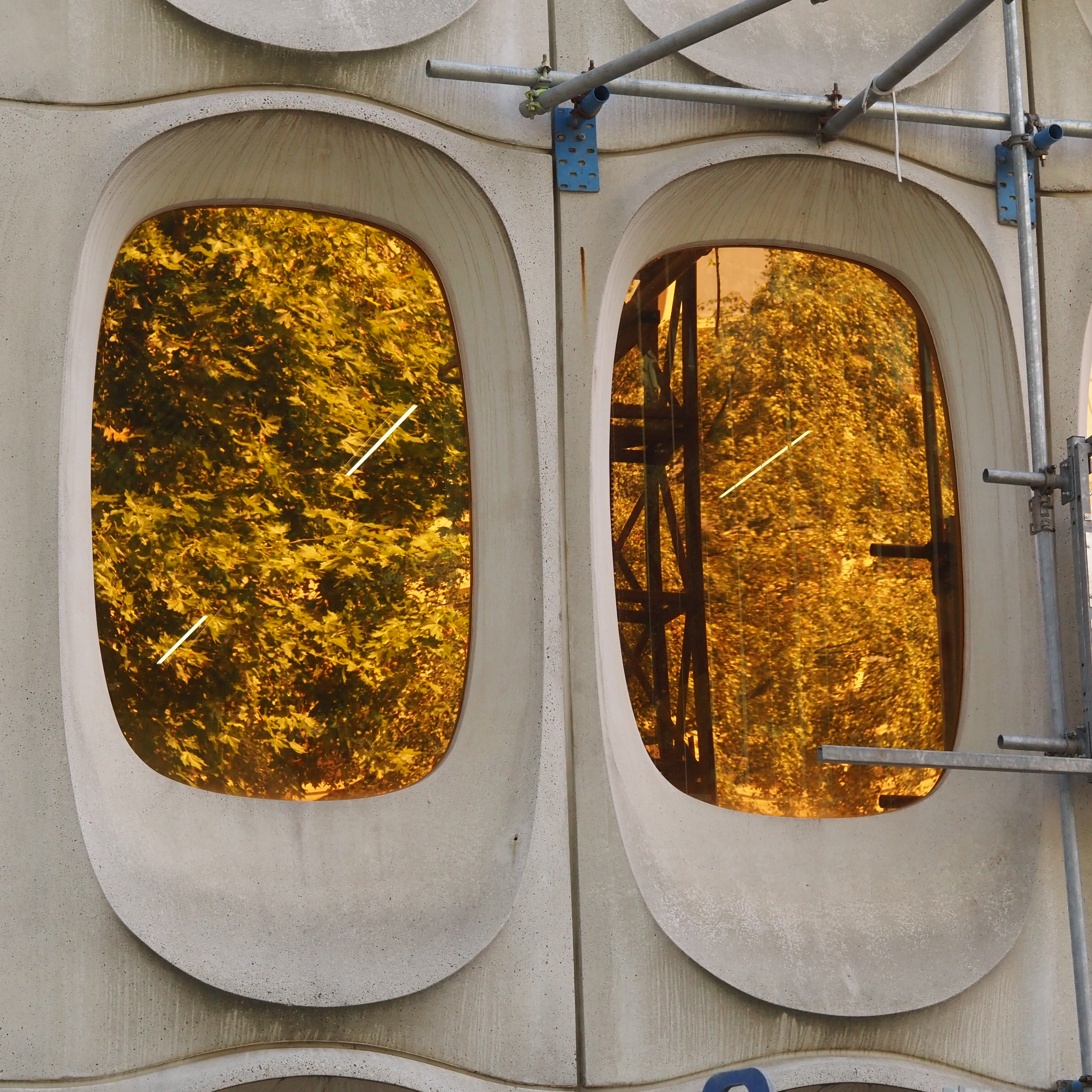 Large glass window from CBR Building by Constantin Brodzki &amp; Marcel Lambrichs (ca. 1970)