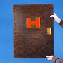 Small door with door handle and signage by Jules Wabbes from the Générale de Banque (59,5 cm x 80 cm)