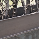 Partition in steel with decorative element 'Black Bush' by Christophe Gevers from the Générale de Banque (L. 510 cm)