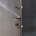 Partition in steel with decorative element 'Small Trees' by Christophe Gevers from the Générale de Banque (L. 800 cm)