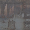 Partition in steel with decorative element 'Small Trees' by Christophe Gevers from the Générale de Banque (L. 800 cm)