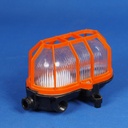 Caged wall/ceiling light with bakelite base and textured glass diffuser - Orange cage