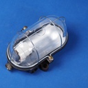 Caged wall/ceiling light with bakelite base, steel cage and clear glass diffuser