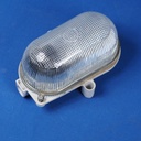 Wall/ceiling light with bakelite base and waffled glass diffuser