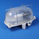 Caged wall/ceiling light with bakelite base, steel cage and textured glass diffuser by L'ébènoïd (E27)