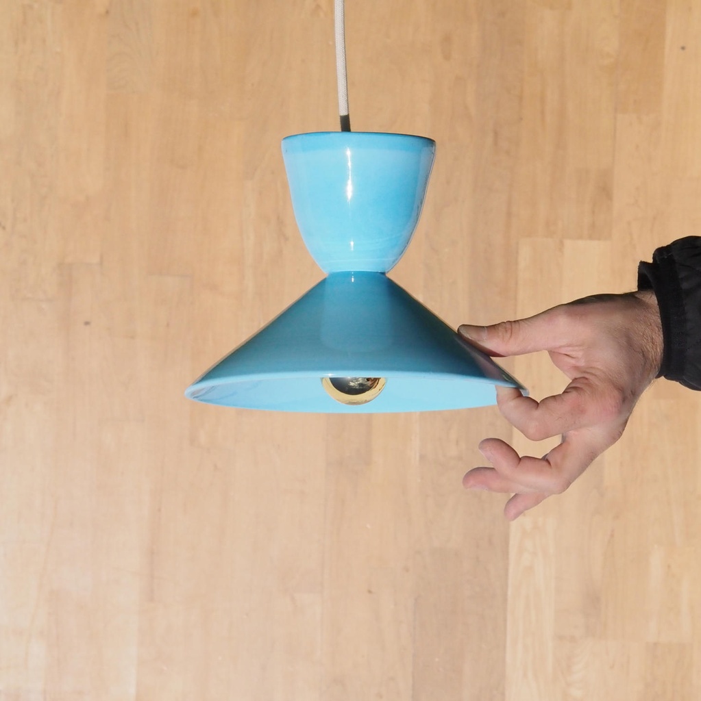 Hanging light 'Georgio' in opaline glass - Sky blue