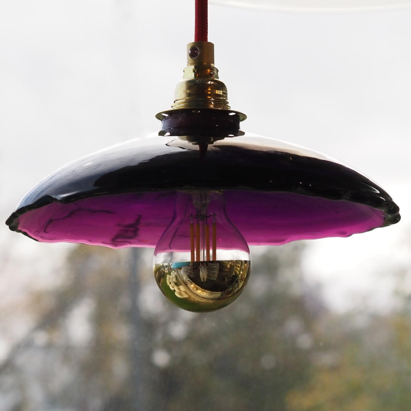 Hanging light 'Eva' in opaline glass - Clear purple