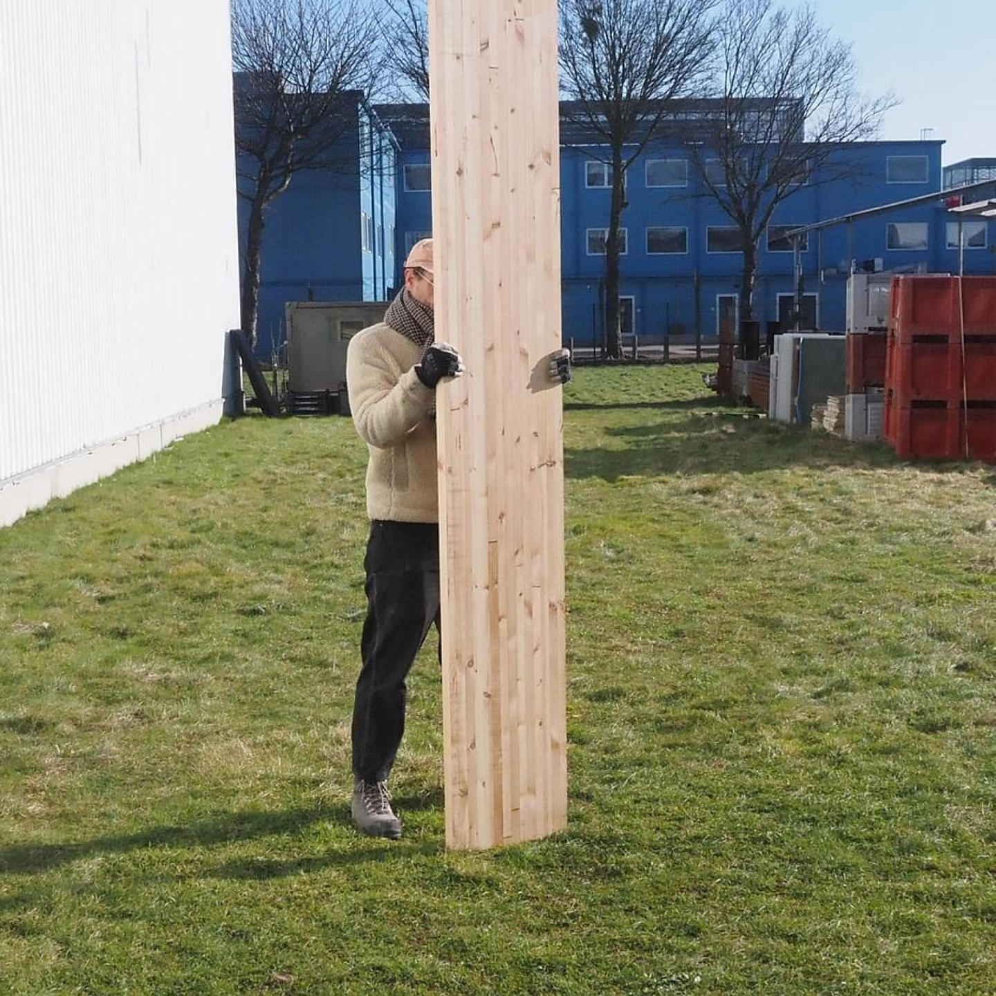 Long planed panel in reclaimed glued laminated timber (L. min 500 x 45 cm)