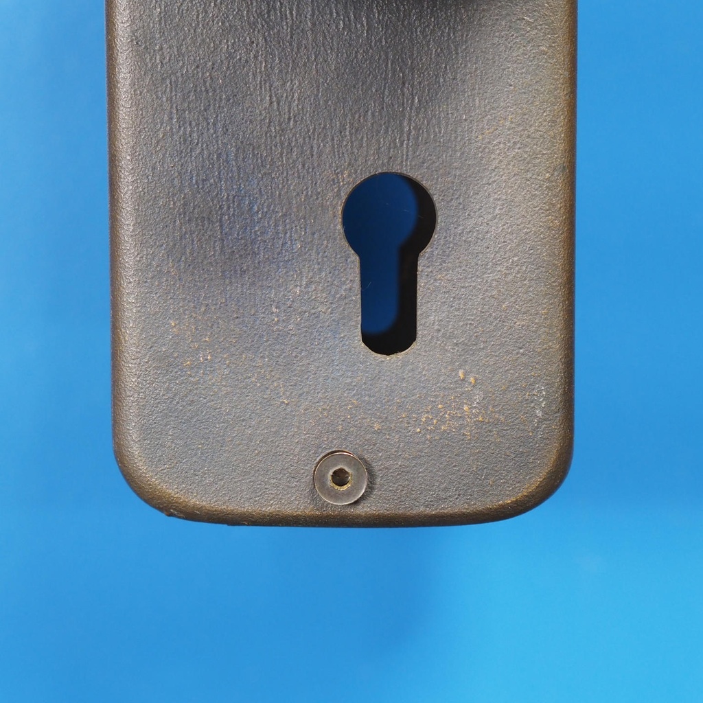 Double door handle with keyhole in sand-cast bronze by Jules Wabbes from the Générale de Banque - Swivel (Right or Left)
