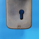 Double door handle with keyhole in sand-cast bronze by Jules Wabbes from the Générale de Banque - Swivel (Right or Left)