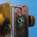 Double door handle in sand-cast bronze by Jules Wabbes from the Générale de Banque - Fixed (Right or Left)