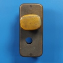 Double door handle with round keyhole in sand-cast bronze by Jules Wabbes from the Générale de Banque - Fixed (Left)