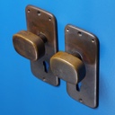 Single door handle with key and fixing holes in sand-cast bronze by Jules Wabbes from the Générale de Banque - Fixed (Right or Left)