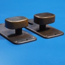 Single door handle with key and fixing holes in sand-cast bronze by Jules Wabbes from the Générale de Banque - Fixed (Right or Left)