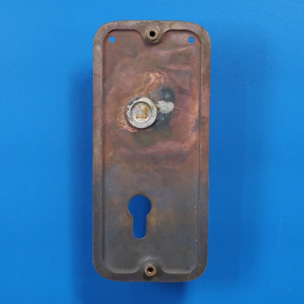 Single door handle with key and fixing holes in sand-cast bronze by Jules Wabbes from the Générale de Banque - Fixed (Left)