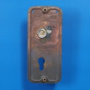 Single door handle with key and fixing holes in sand-cast bronze by Jules Wabbes from the Générale de Banque - Fixed (Left)