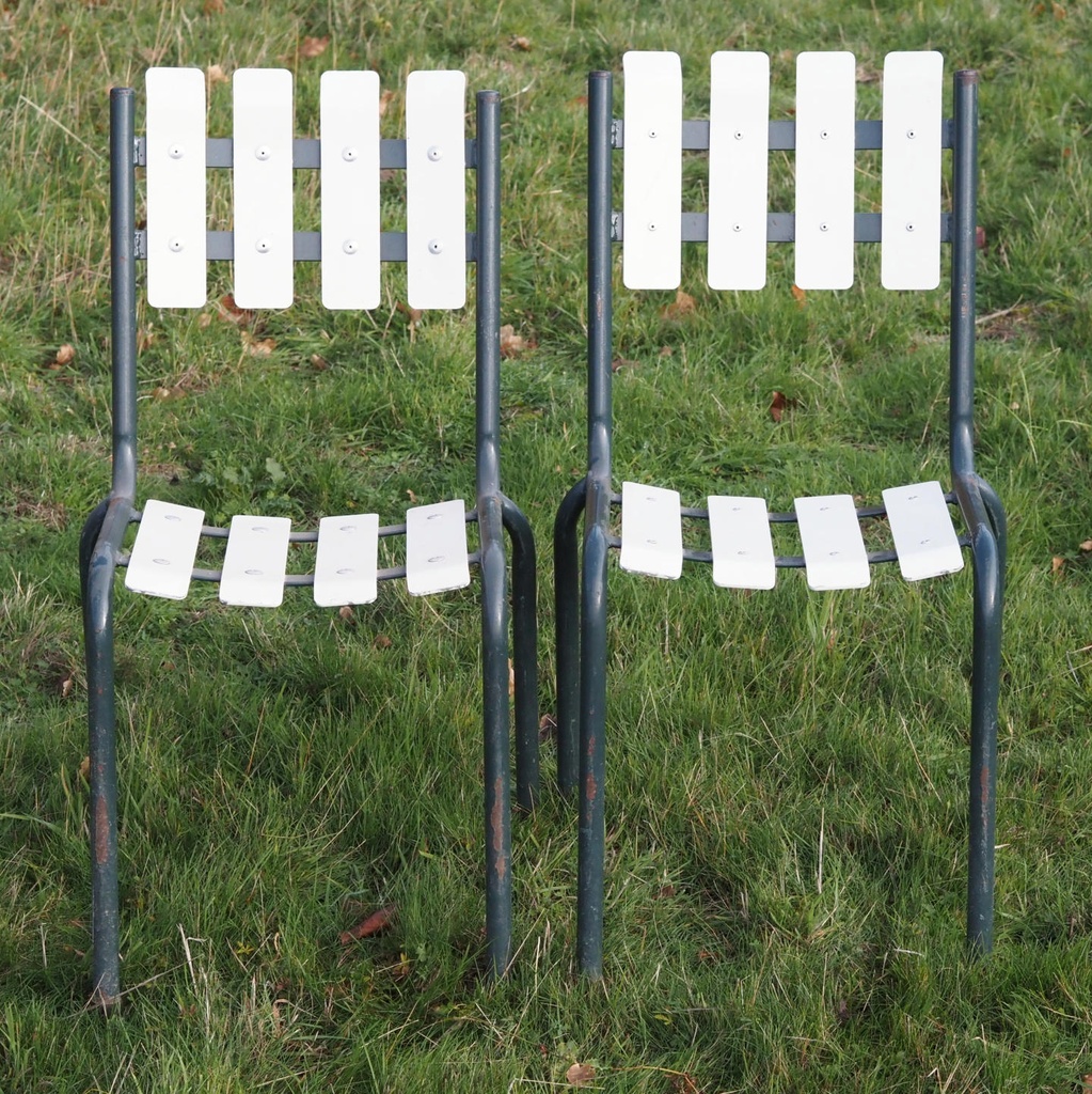 Stackable outdoor chair 'Flotille' by SIF from the Park of Versailles Palace