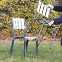 Stackable outdoor chair 'Flotille' by SIF from the Park of Versailles Palace