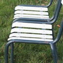 Stackable outdoor chair 'Flotille' by SIF from the Park of Versailles Palace