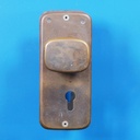 Double door pull handle with key and fixing holes in sand-cast bronze by Jules Wabbes from the Générale de Banque - Fixed (Right/Left)