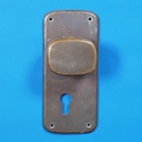 Single door pull handle with key and fixing holes in sand-cast bronze by Jules Wabbes from the Générale de Banque - Fixed (Right)