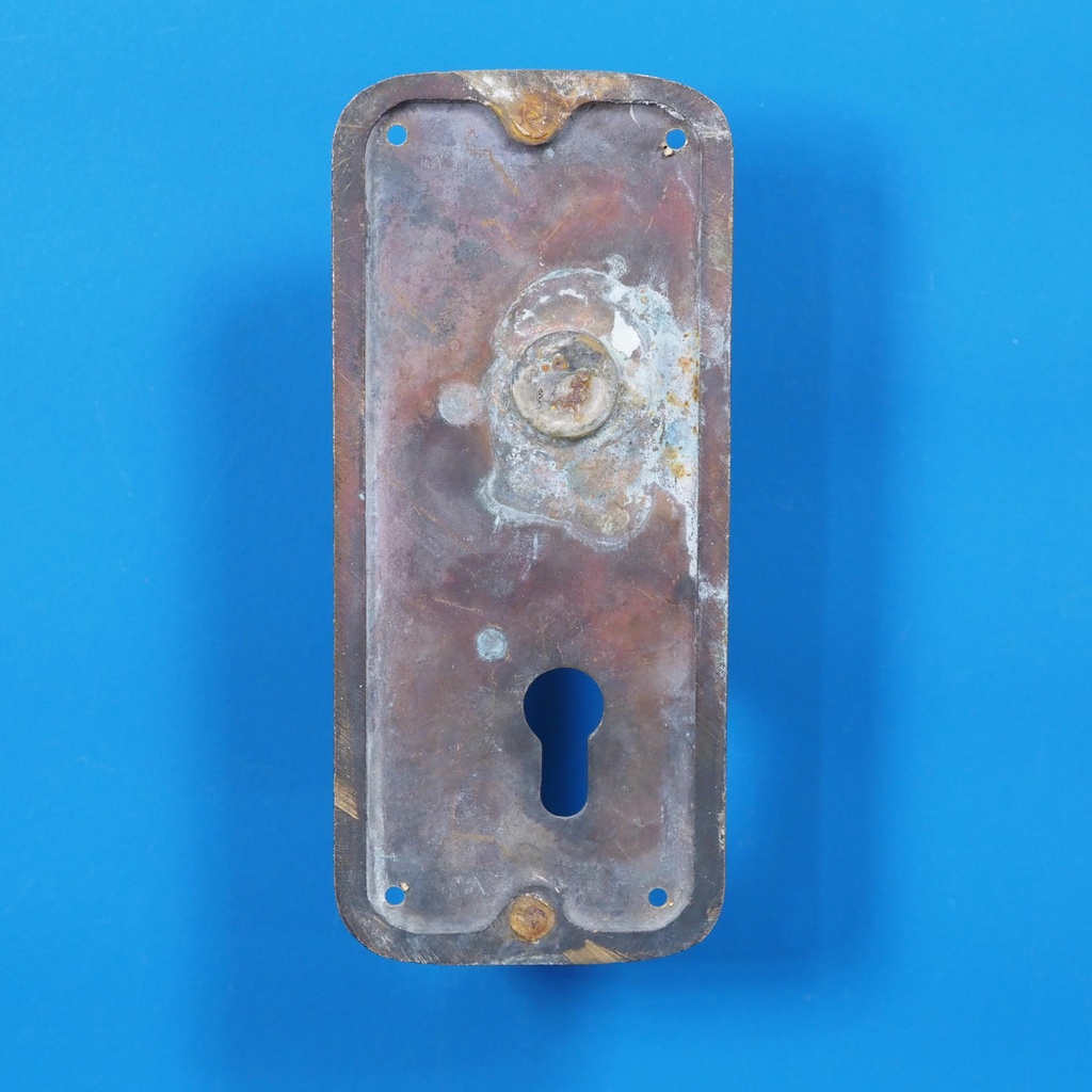 Single door pull handle with key and fixing holes in sand-cast bronze by Jules Wabbes from the Générale de Banque - Fixed (Right)