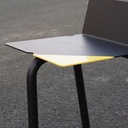 Black stackable chair by Pierre-Emmanuel Vandeputte (with various coloured corners)