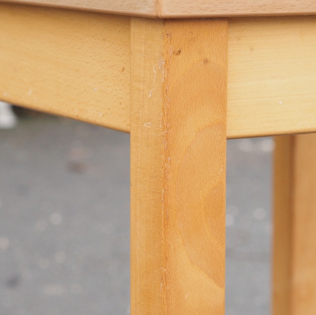 Rectangular table with beech legs and wooden laminated tabletop