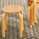 Stackable stool in varnished beech
