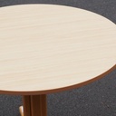 Round table with beech legs and wooden laminated tabletop