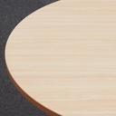 Round table with beech legs and wooden laminated tabletop