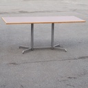Rectangular table with chromed steel legs and laminated tabletop - Brown