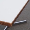 Rectangular table with chromed steel legs and laminated tabletop - White